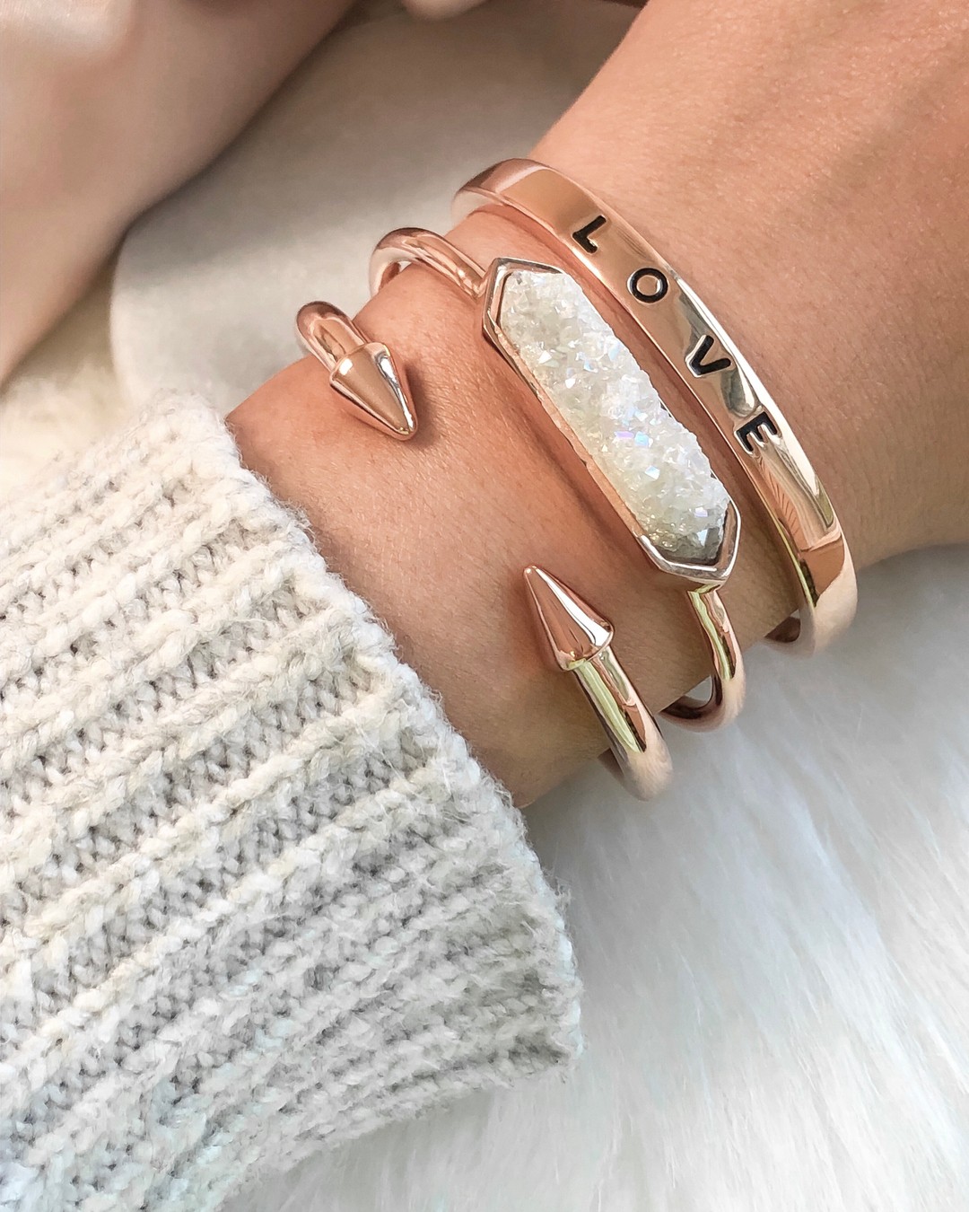 Rose gold store stackable bracelets