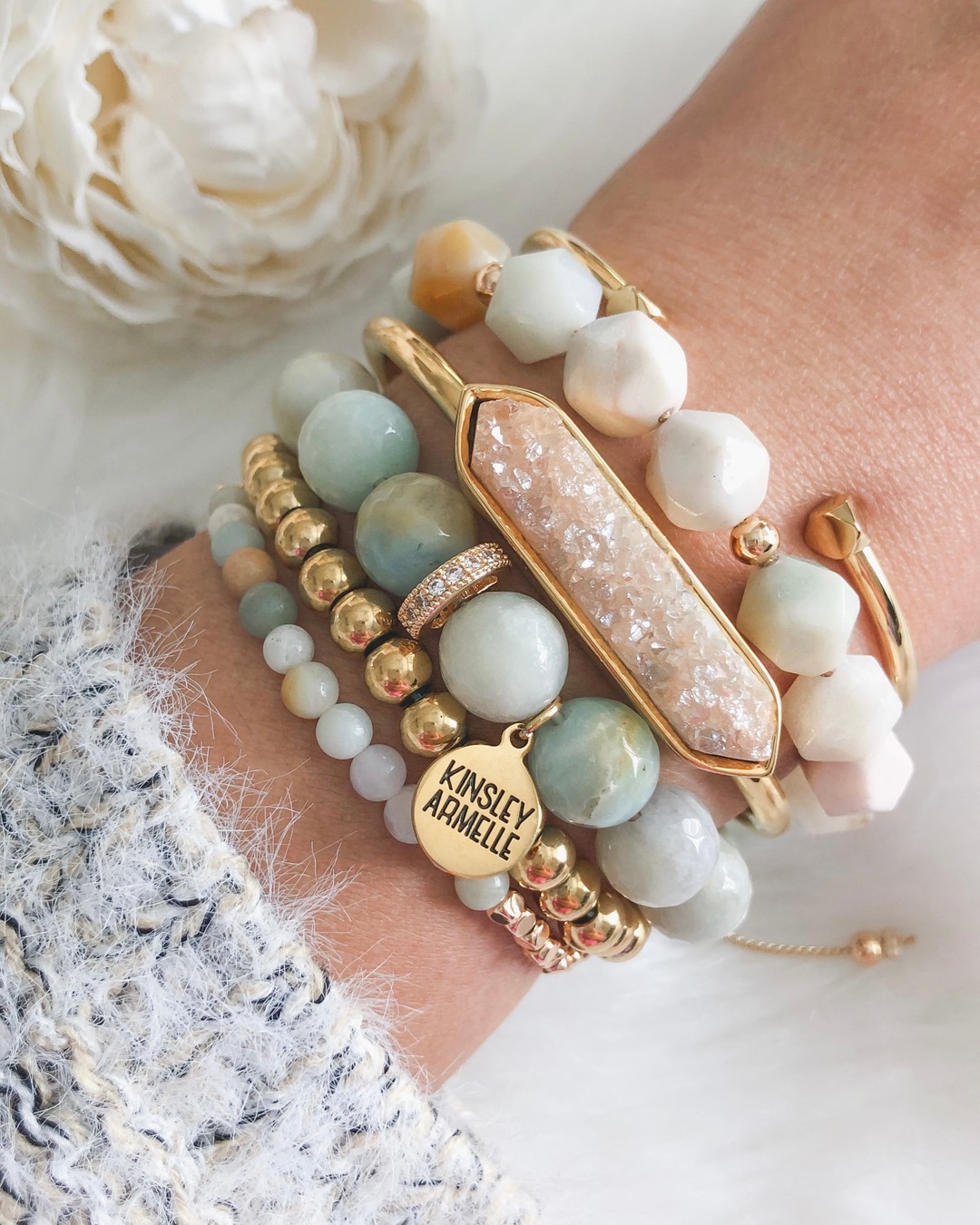 Beaded 5 Pieces Bracelet made of Stones, Amazonite Stack newest Bracelet, Fancy Bracelet, Hand Knotted Fashionable Pieces for Women