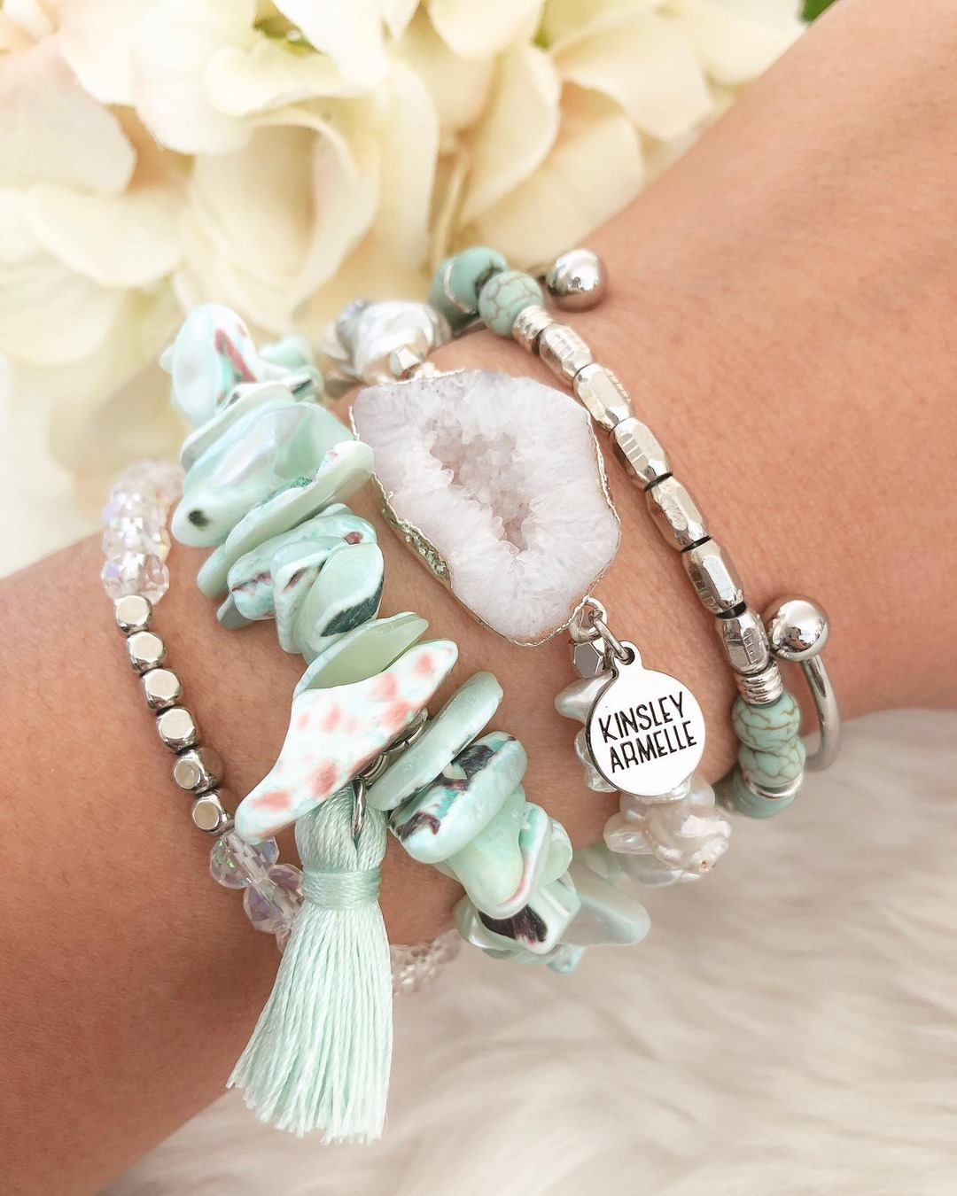 Agate Collection - Silver Opal Bracelet | Kinsley Armelle