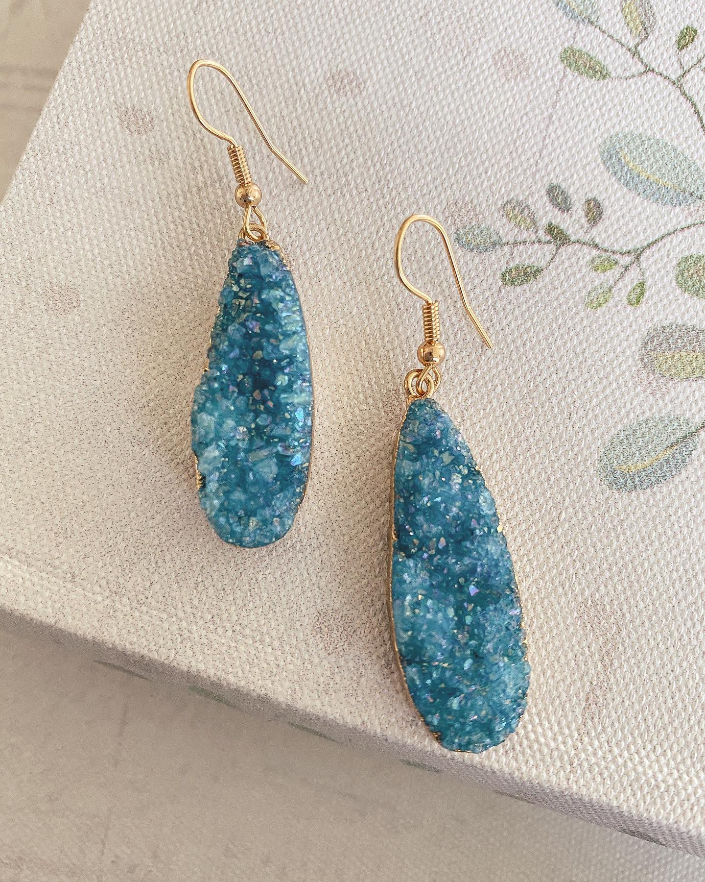 Druzy Collection Azure Drop Earrings Kinsley Armelle Official