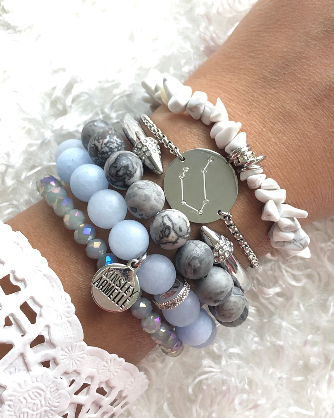 Glory Collection - Silver Cashmere Bracelet | Kinsley Armelle® Official