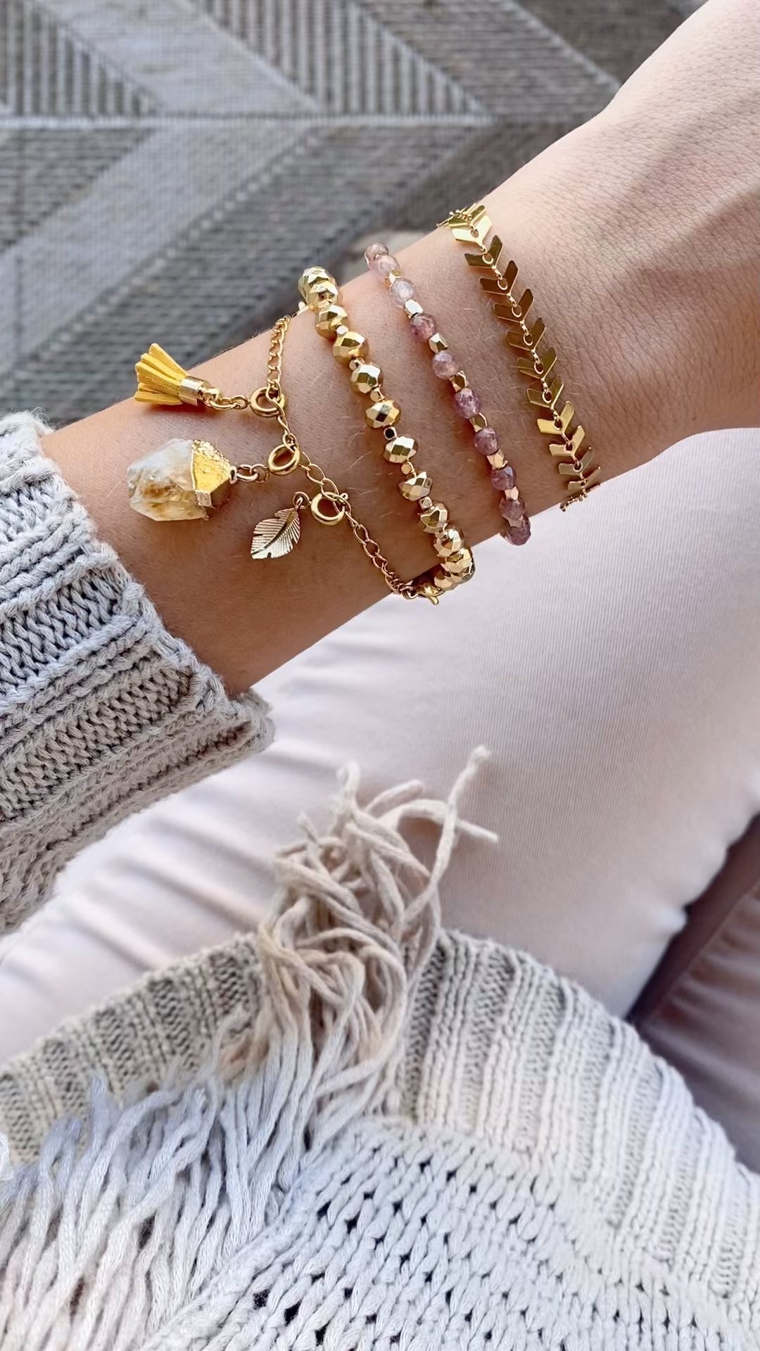 Maroon Layered Cross Bracelet
