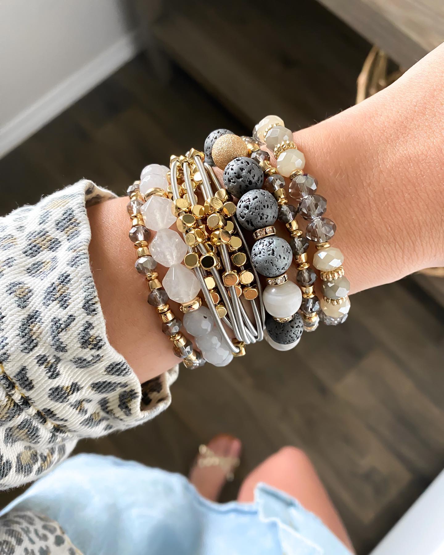 Stacked beaded sales bracelets trend