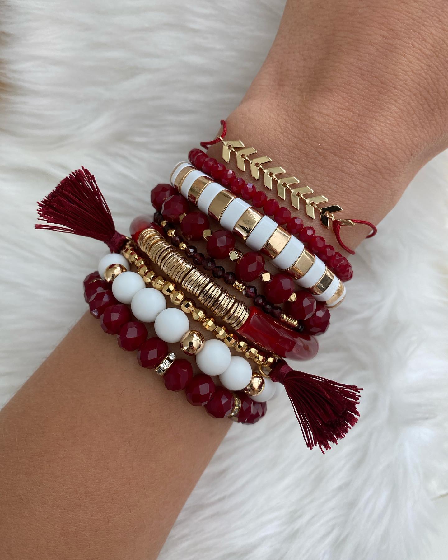 Bead and String Combo Bracelets - Set of 3 Dark Brown