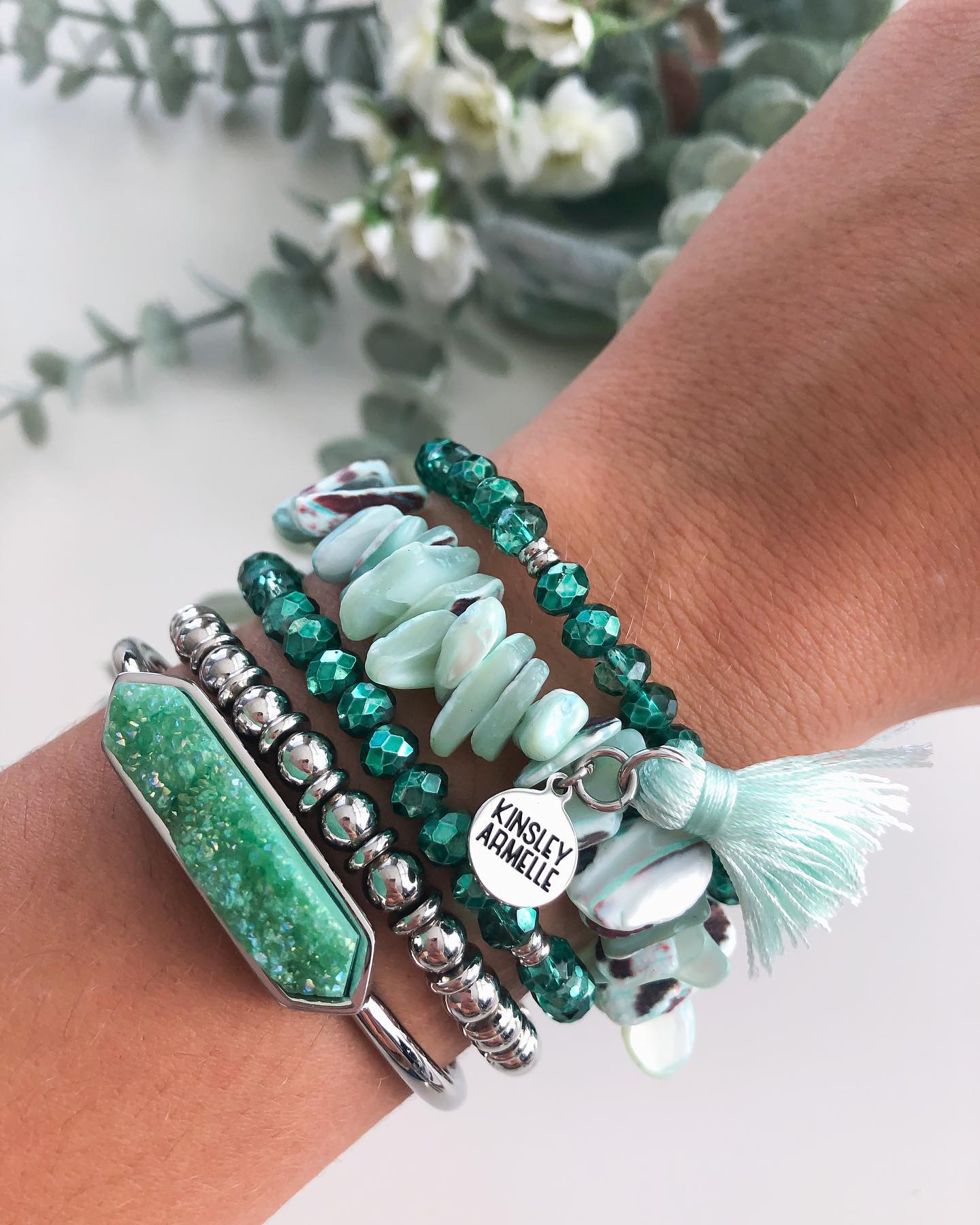 Stackable set of 3 Mint Jade Dragon Bracelets, Fancy Bracelets, Beaded Bracelets, Silver store Bracelets, Gemstone Bracelets, Unisex Bracelets