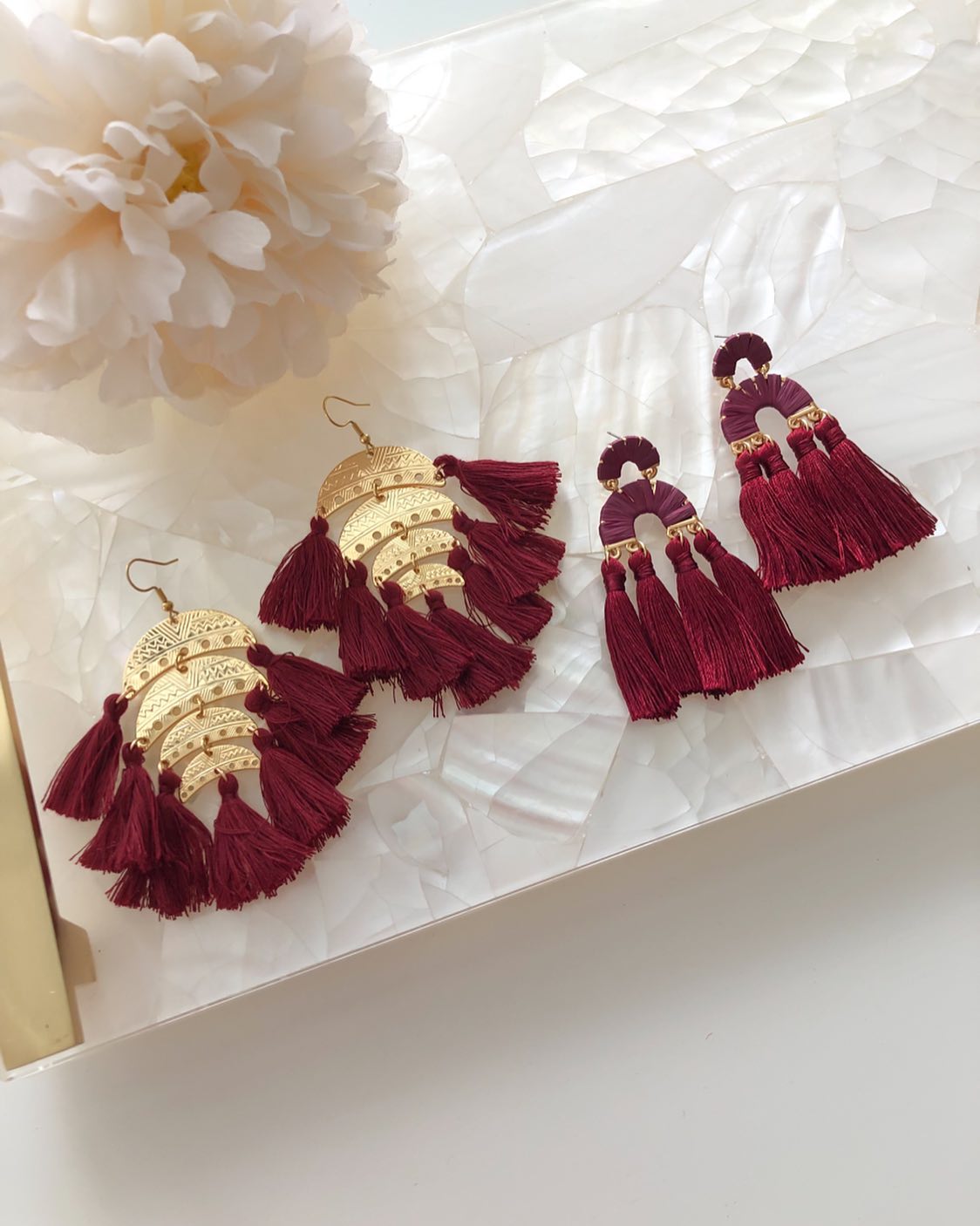 Buy I Jewels Maroon Pearl Drop Earrings for Women Online at Best Prices in  India - JioMart.