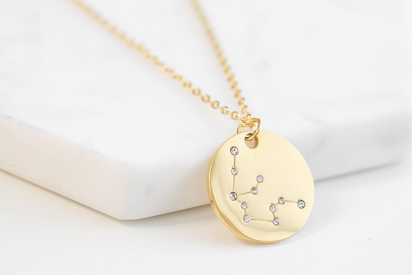 Stainless Steel Zodiac Constellation Emblem Cocktail Party Statement Pendant Necklace