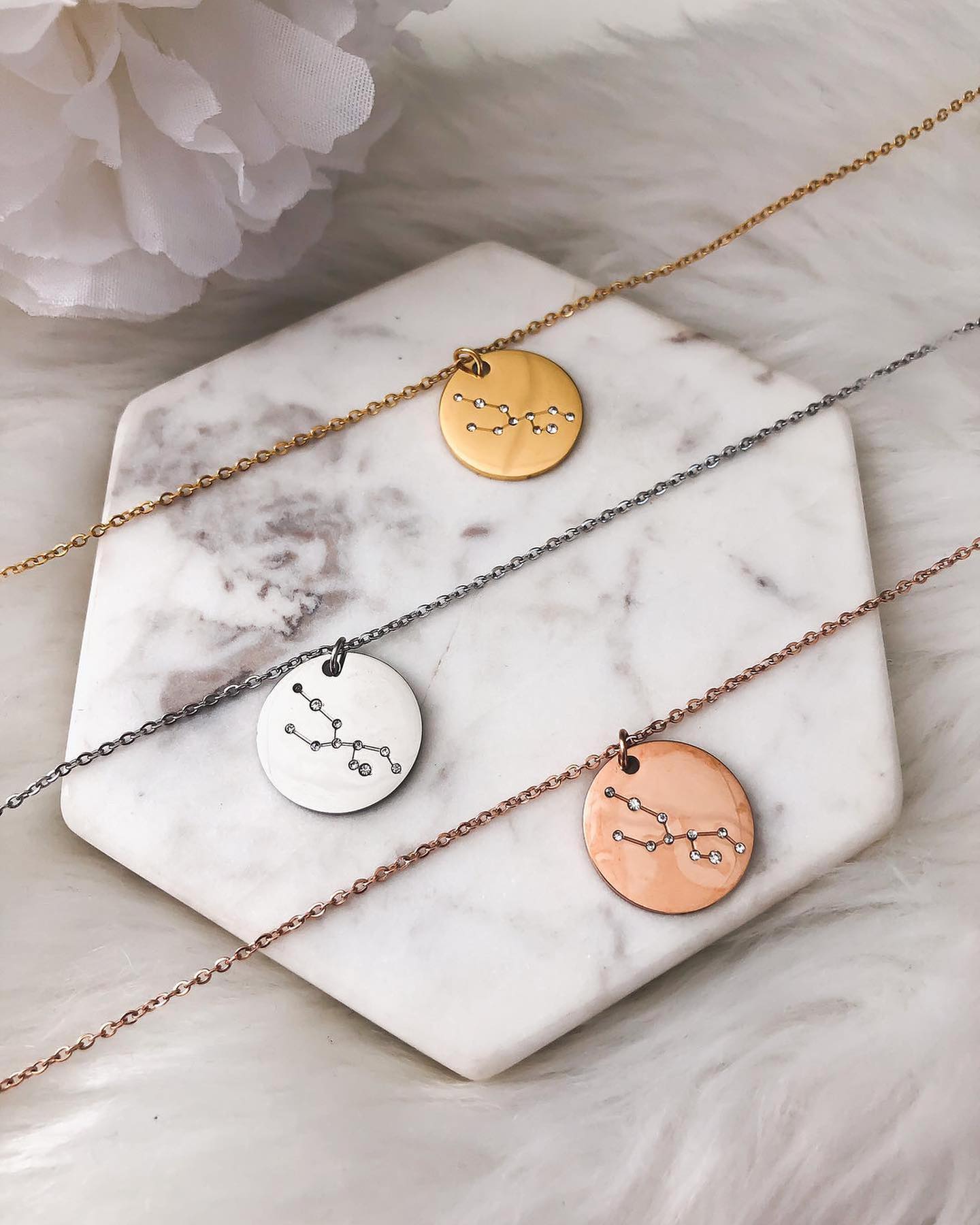Rose gold taurus necklace sales